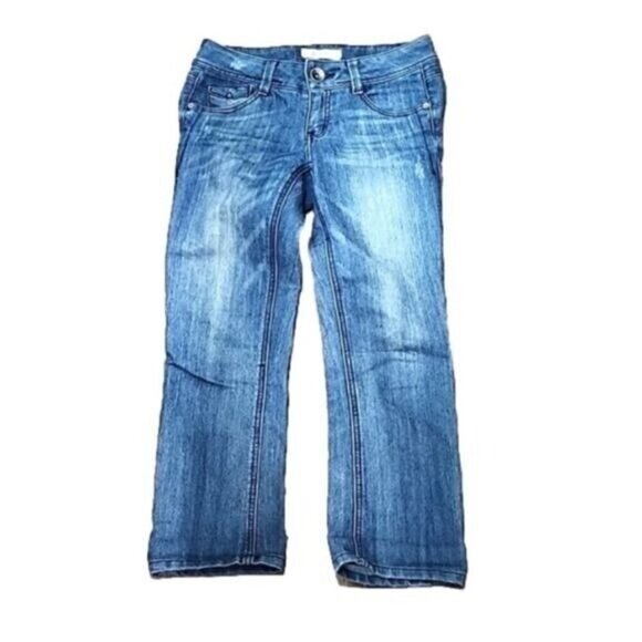 Candie's Jeans Cropped Y2K low-rise distressed Cotton Stretch Junior Women's 3 - Picture 1 of 4